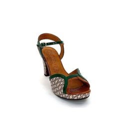 Chie Mihara Chie Mihara Eny Cuir Vert Marron Beige Sandales