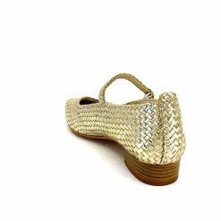 Ivoire0303 Ivoire 24776 Cuir Tresse Or Ballerines