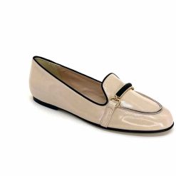 Ivoire0532 Ivoire G771-21 Cuir Vernis Creme Noir Ballerines