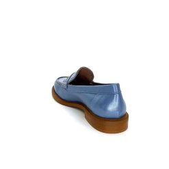 elisa lanci - lady shoes Ivoire Elsa N252 Cuir Bleu Nacre Mocassins