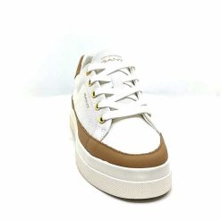 Gant Gant Avona Sneaker Textile Off White Cuir Marron Baskets