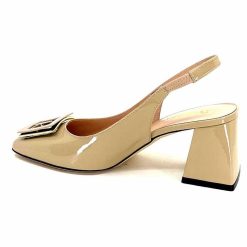 Evaluna Ivoire 6551 Cuir Vernis Beige Mesisa Escarpins