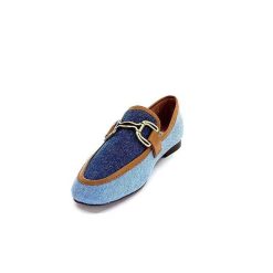 bibi lou - navima Bibi Lou 582 Cuir Marron Textile Denim Bleu Mocassins