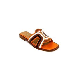 JHay Jhay 2305 Cuir Orange Marron Blanc Mules