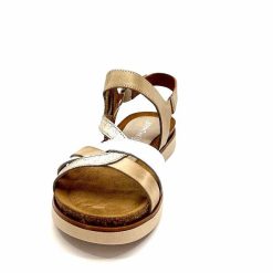 Ivoire0576a Xapatan 1633 Cuir Beige Blanc Or Plateformes