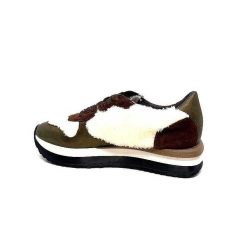 Requin Reqins Urielle Cuir Marron Textile Ecru Baskets