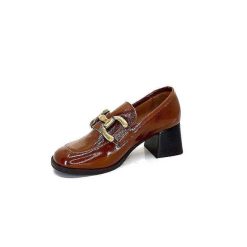 We Do Ivoire 11301A Cuir Vernis Marron Mocassins