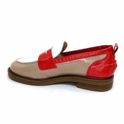 Ivoire0104a Ivoire A53115 Cuir Vernis Beige Blanc Corail Mocassins