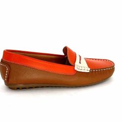 Ivoire0209b Ivoire 10322 Sauvage Cuir Orange Marron Beige Mocassins