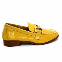 382-ivoire Ivoire 30303 Cuir Vernis Jaune Mocassins