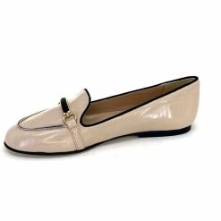 Ivoire0532 Ivoire G771-21 Cuir Vernis Creme Noir Ballerines