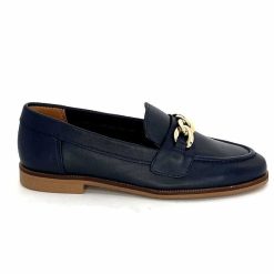 Ivoire0209b Ivoire 12779 Cuir Bleu Marine Mocassins