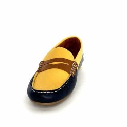 Ivoire0209b Ivoire 10322 Sauvage Cuir Bleu Marine Jaune Marron Mocassins