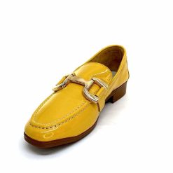 382-ivoire Ivoire 30303 Cuir Vernis Jaune Mocassins