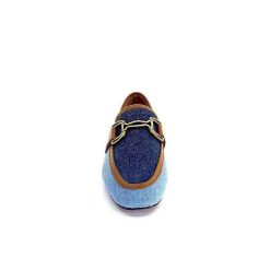 bibi lou - navima Bibi Lou 582 Cuir Marron Textile Denim Bleu Mocassins