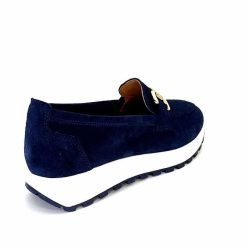 Ivoire0209b Ivoire 12875 Daim Bleu Marine Mocassins