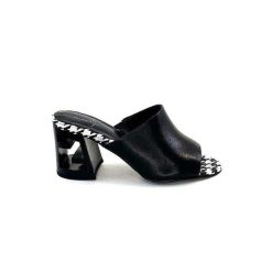 Elue Par Nous Metamorfose Rable Cuir Noir Blanc Mules