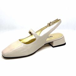 Ivoire0330 Ivoire S100 Cuir Vernis Creme Ballerines