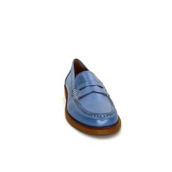 elisa lanci - lady shoes Ivoire Elsa N252 Cuir Bleu Nacre Mocassins