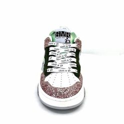 Semerdjian Semerdjian Smr Chita 11377 Cuir Blanc Glitter Rose Vert Baskets