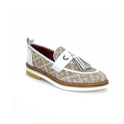 Philippe Morvan Philippe Morvan 6120 Cuir Blanc Raffia Blanc Beige Mocassins