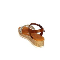 oh my sandals - innova footwear Ivoire 5434 Cuir Marron Strass Beige Plateformes