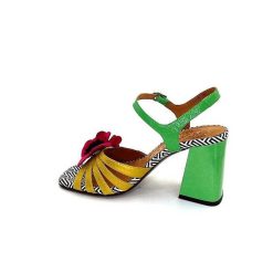 Chie Mihara Chie Mihara Pirota Cuir Jaune Vert Fleur Rose Sandales