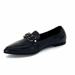 398-ivoire Ivoire M24066 Zb Cuir Noir Mocassins