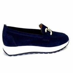 Ivoire0209b Ivoire 12875 Daim Bleu Marine Mocassins