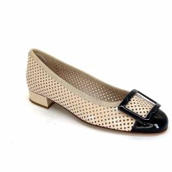 Ivoire0532 Ivoire L1133 For Cuir Vernis Beige Noir Ballerines