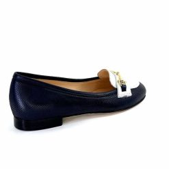 Ivoire0200 Ivoire 8002 For Cuir Bleu Marine Blanc Ballerines