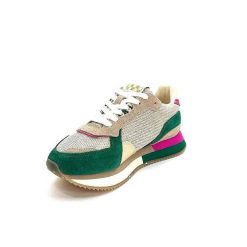 No Name No Name Mia Jogger W Daim Vert Emeraude Beige Textile Beige Et Fushia Baskets