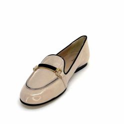 Ivoire0532 Ivoire G771-21 Cuir Vernis Creme Noir Ballerines