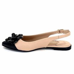 398-ivoire Ivoire M23099 Cuir Beige Noir Ballerines