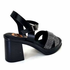 Porronet Porronet Fi 2973 Cuir Noir Strass Noir Sandales