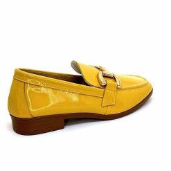 382-ivoire Ivoire 30303 Cuir Vernis Jaune Mocassins