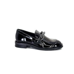 Ivoire0236a Ivoire 77502 Falconi Cuir Vernis Noir Mocassins