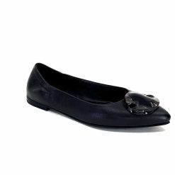 398-ivoire Ivoire M24055 Zb Cuir Noir Ballerines