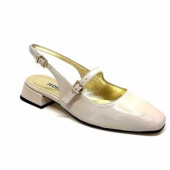 Ivoire0330 Ivoire S100 Cuir Vernis Creme Ballerines