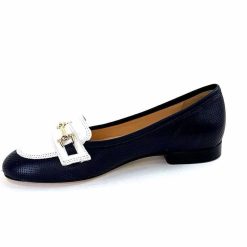 Ivoire0200 Ivoire 8002 For Cuir Bleu Marine Blanc Ballerines