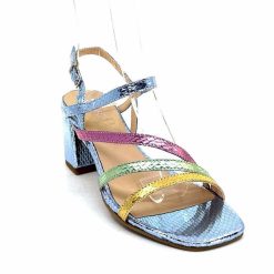 Ivoire0104a Ivoire A47146 Cuir Metal Bleu Ciel Jaune Vert Rose Sandales