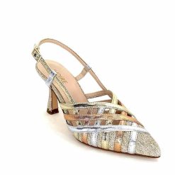 Ivoire0376 Ivoire 20906 Cuir Metallique Textile Beige Escarpins