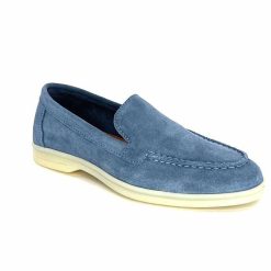 Ivoire0209b Ivoire 12851 Daim Bleu Mocassins