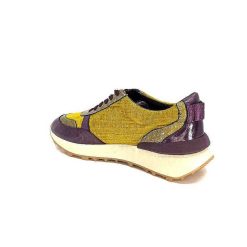 Requin Reqins Urania Mix Cuir Violet Textile Moutarde Baskets