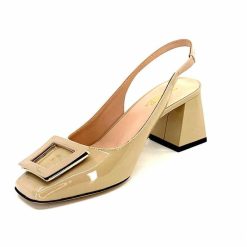 Evaluna Ivoire 6551 Cuir Vernis Beige Mesisa Escarpins