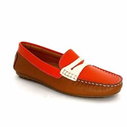 Ivoire0209b Ivoire 10322 Sauvage Cuir Orange Marron Beige Mocassins