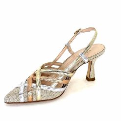 Ivoire0376 Ivoire 20906 Cuir Metallique Textile Beige Escarpins