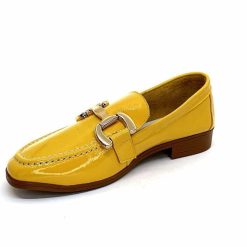 382-ivoire Ivoire 30303 Cuir Vernis Jaune Mocassins