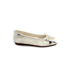 Requin Reqins Hello Cuir Blanc Dore Ballerines