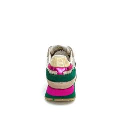 No Name No Name Mia Jogger W Daim Vert Emeraude Beige Textile Beige Et Fushia Baskets